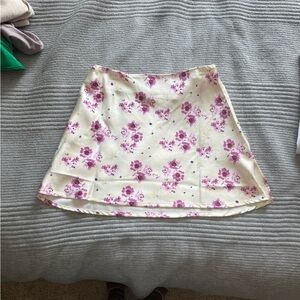 Princess Polly Floral Mini Skirt - Cream and Pink